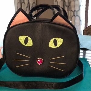 Betsey Johnson Black, Insulated Cat Lunch Tote